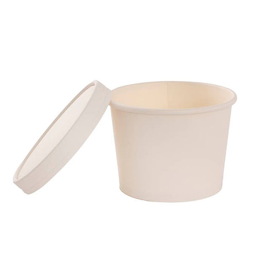 Paper Tubs w Lids Pack 5 White (11x9x8cm)