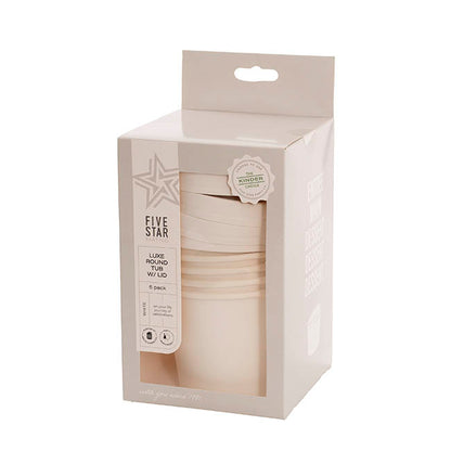 Paper Tubs w Lids Pack 5 White (11x9x8cm)