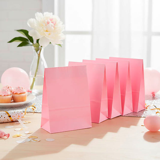 Paper Party Bags Pack 10 Soft Pink (18x13x8cm)