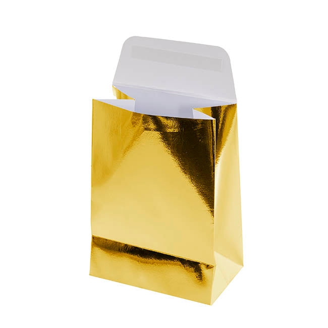 Paper Party Bags Pack 10 Metallic Gold (18x13x8cm)