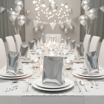 Paper Party Bags Pack 10 Metallic Silver (18x13x8cm)