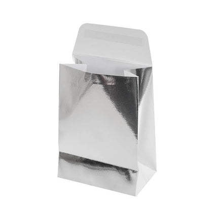 Paper Party Bags Pack 10 Metallic Silver (18x13x8cm)