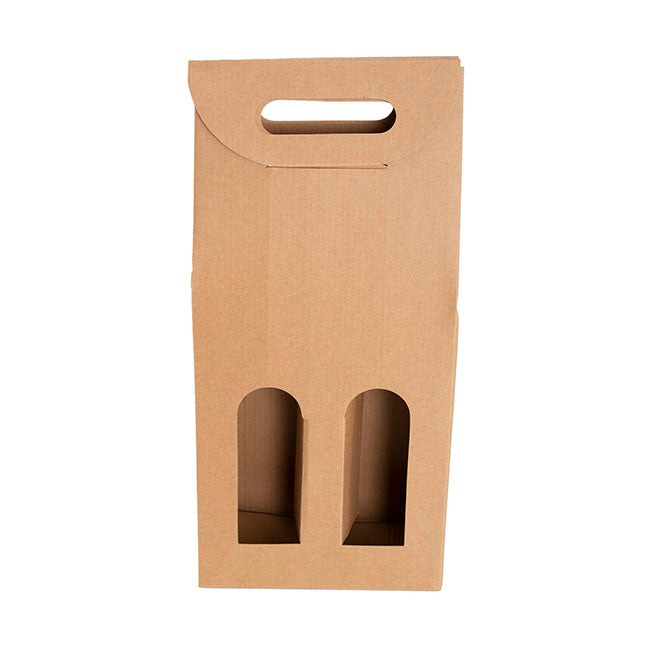 Wine Box Handle & Window 2 Bottles Kraft (17.6x9x39.5cmH)