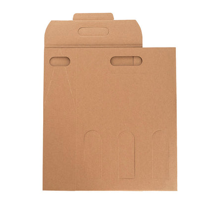 Wine Box Handle & Window 3 Bottles Kraft (26.5x9x39.5cmH)