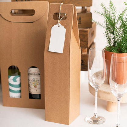 Wine Box with Handle Single Bottle Kraft (9x9x39.5cmH)