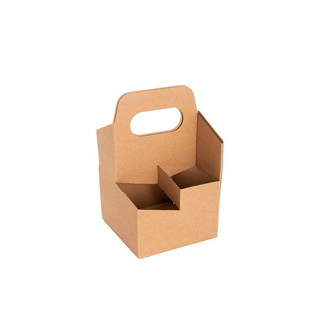 Beer Caddy Holder 4 Bottles Kraft Brown (12x12x22cmH)