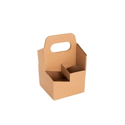 Beer Caddy Holder 4 Bottles Kraft Brown (12x12x22cmH)