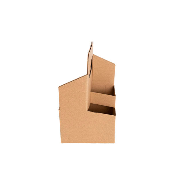 Beer Caddy Holder 4 Bottles Kraft Brown (Right View)