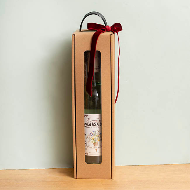 Wine Window Carry Box Single Bottle Kraft Pack 2 (9x9x34cmH)