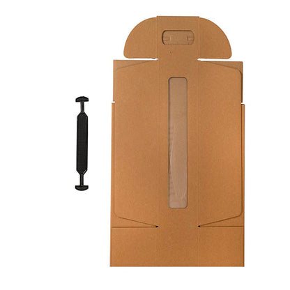 Wine Window Carry Box Single Bottle Kraft Pack 2 (9x9x34cmH)