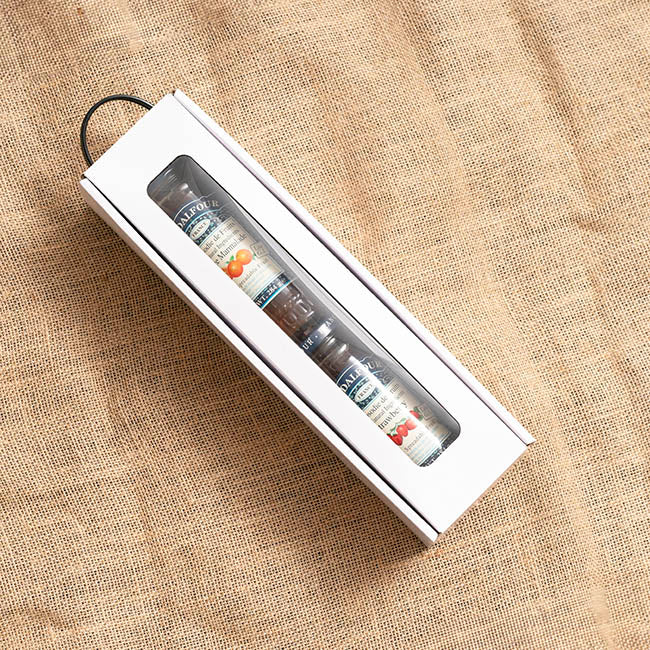 Wine Window Carry Box Single Bottle White Pack 2 (9x9x34cmH)