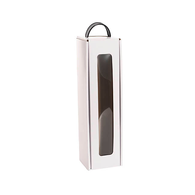 Wine Window Carry Box Single Bottle White Pack 2 (9x9x34cmH)