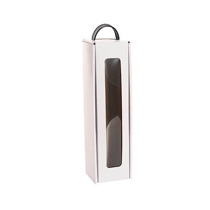 Wine Window Carry Box Single Bottle White Pack 2 (9x9x34cmH)