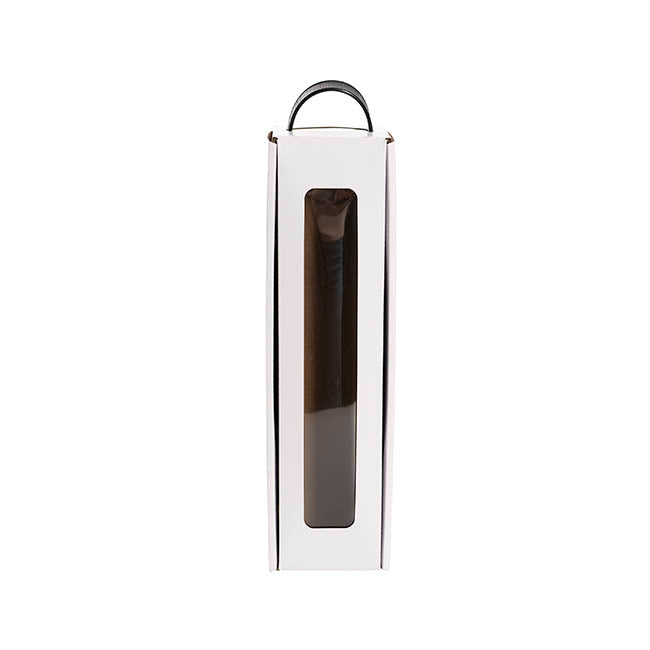Wine Window Carry Box Single Bottle White Pack 2 (9x9x34cmH)