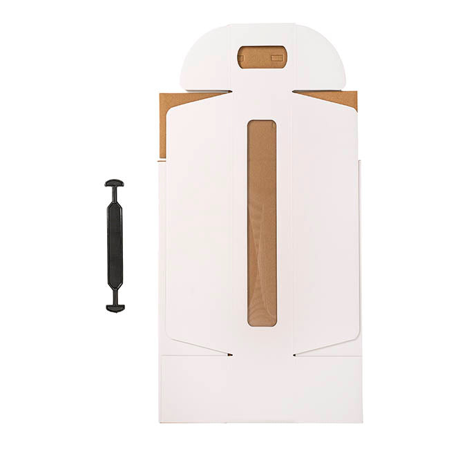 Wine Window Carry Box Single Bottle White Pack 2 (9x9x34cmH)