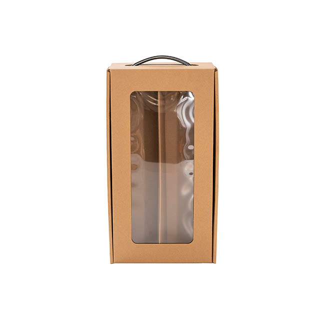 Wine Window Carry Box 2 Bottles Kraft Pack 2 (17x9x34cmH)