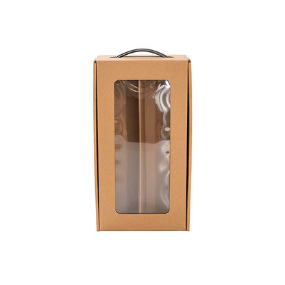 Wine Window Carry Box 2 Bottles Kraft Pack 2 (17x9x34cmH)