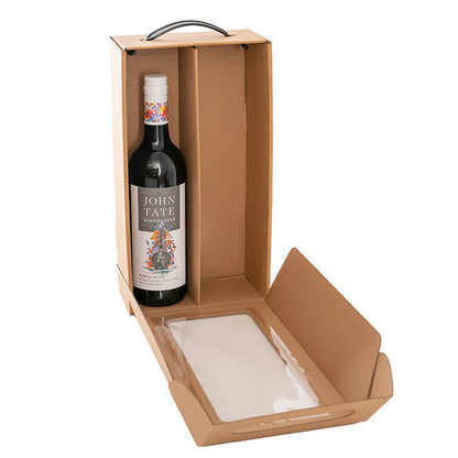 Wine Window Carry Box 2 Bottles Kraft Pack 2 (17x9x34cmH)