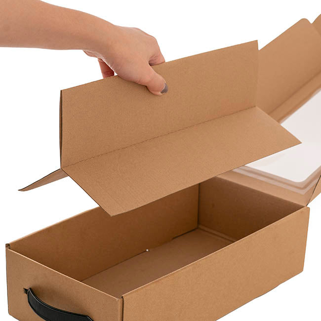Wine Window Carry Box 2 Bottles Kraft Pack 2 (17x9x34cmH)