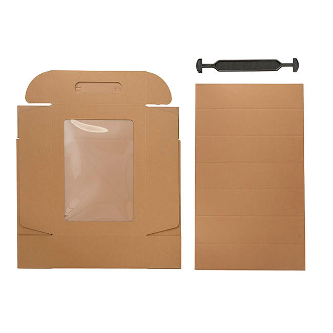 Wine Window Carry Box 2 Bottles Kraft Pack 2 (17x9x34cmH)
