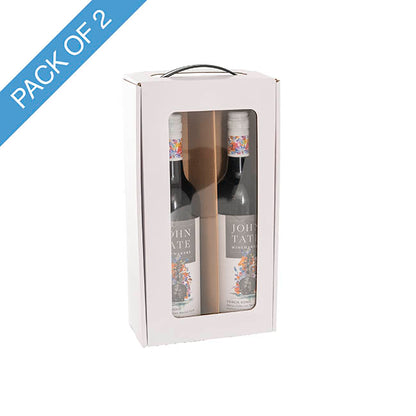 Wine Window Carry Box 2 Bottles White Pack 2 (17x9x34cmH)