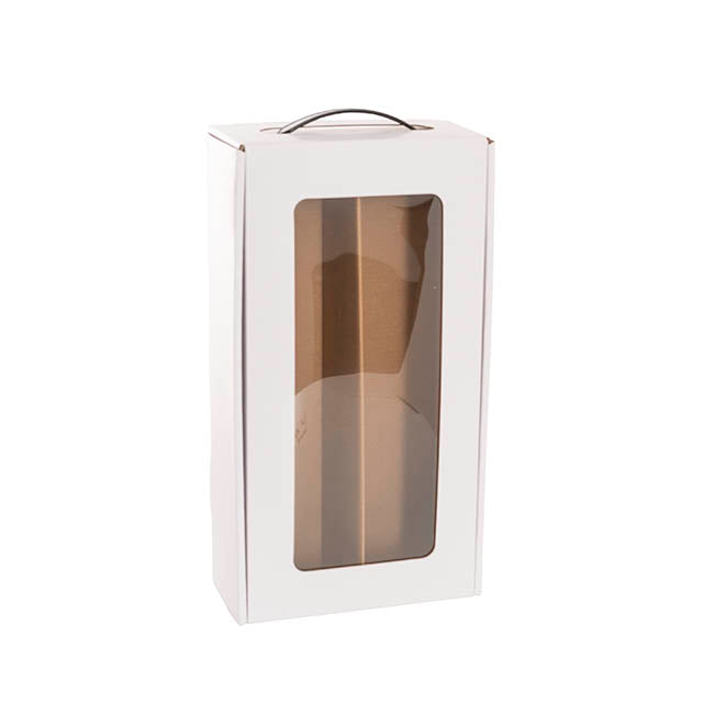 Wine Window Carry Box 2 Bottles White Pack 2 (17x9x34cmH)