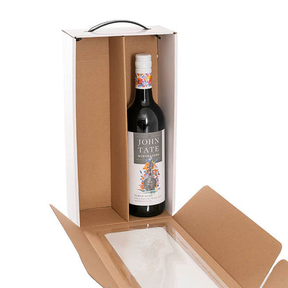 Wine Window Carry Box 2 Bottles White Pack 2 (17x9x34cmH)