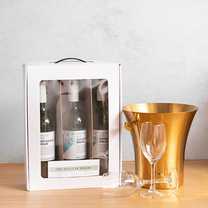 Wine Window Carry Box 3 Bottles White Pack 2 (25x9x34cmH)