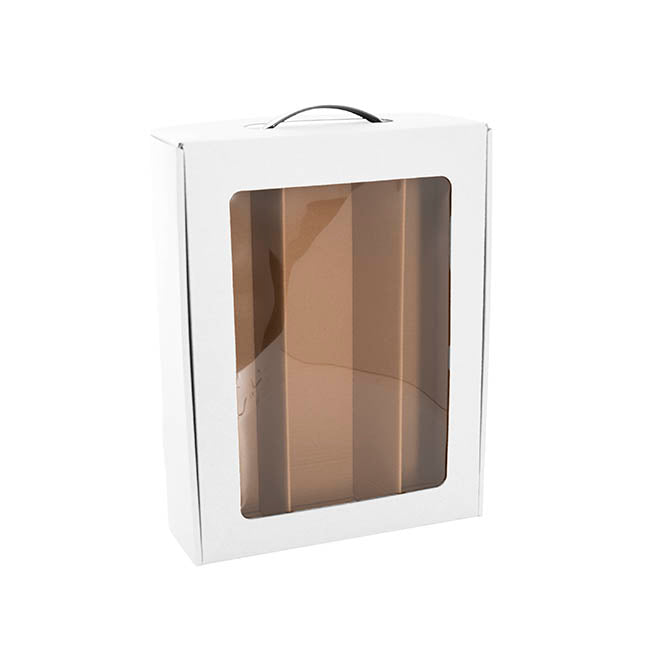 Wine Window Carry Box 3 Bottles White Pack 2 (25x9x34cmH)