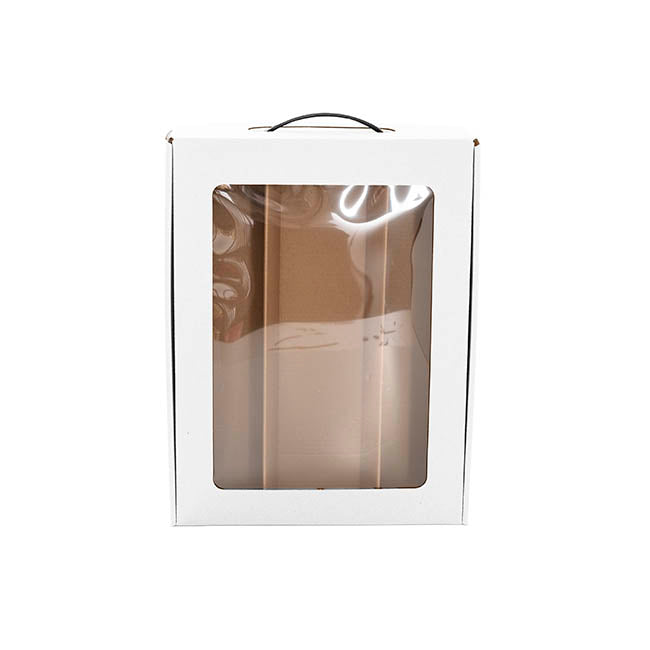 Wine Window Carry Box 3 Bottles White Pack 2 (25x9x34cmH)