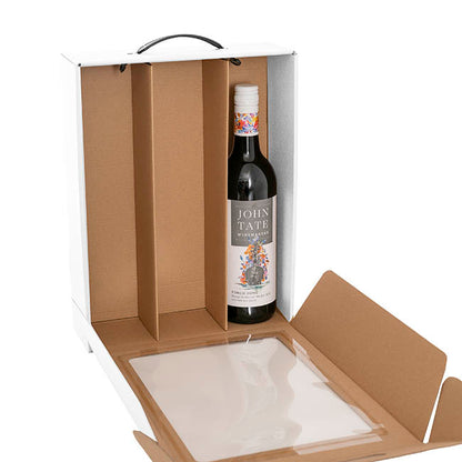 Wine Window Carry Box 3 Bottles White Pack 2 (25x9x34cmH)