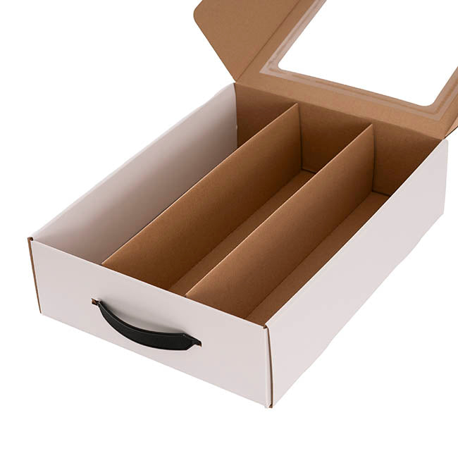 Wine Window Carry Box 3 Bottles White Pack 2 (25x9x34cmH)