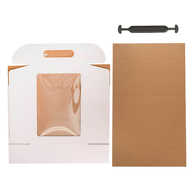 Wine Window Carry Box 3 Bottles White Pack 2 (25x9x34cmH)