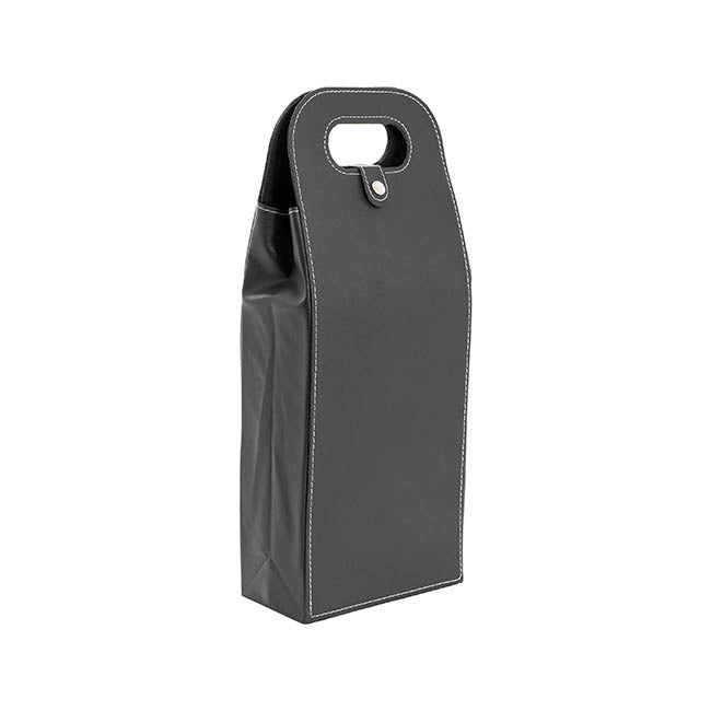 Premium Wine Bag Faux Leather Double Black (16x9x41Hcm) Logo