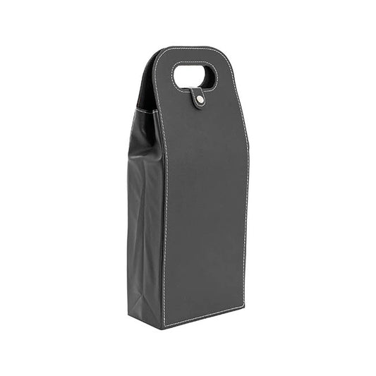 Premium Wine Bag Faux Leather Double Black (16x9x41Hcm) Logo