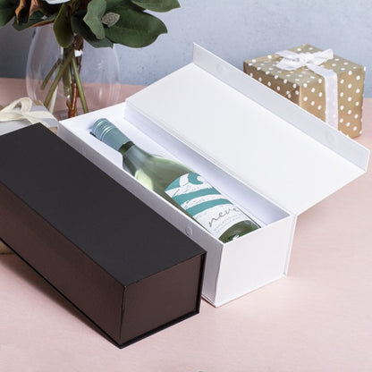 Wine Box Magnetic Lid Ribbed White (11x9x33.5cmH)
