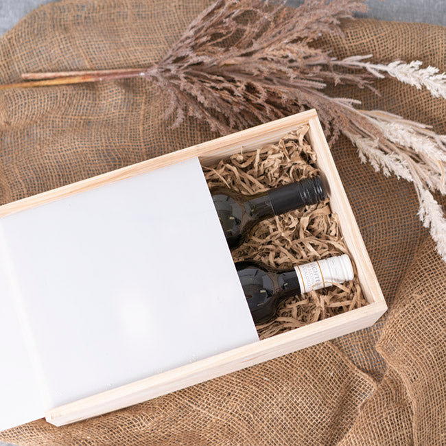 Wooden Wine Box Double Perspex Lid Natural (36.5x23x11.5cmH)