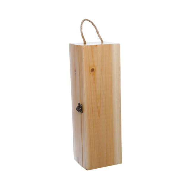 Wooden Wine Box Hinged Lid Natural (36.5x11.5x11.5cmH)
