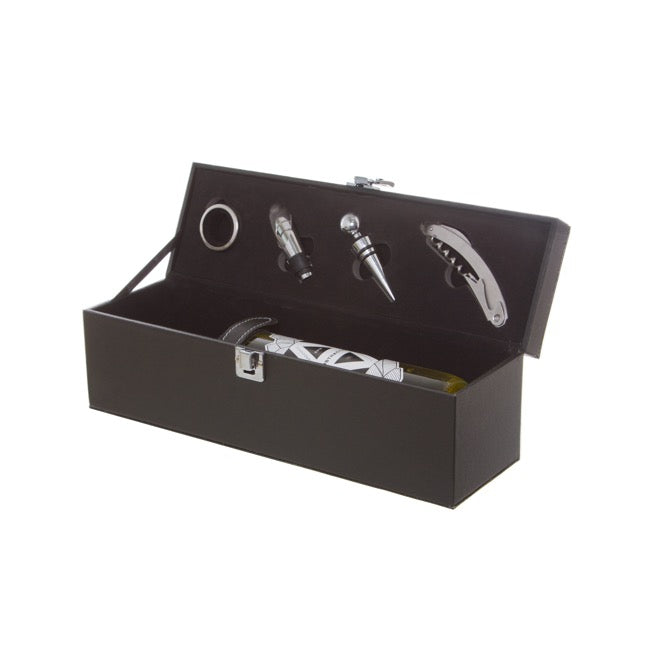 Premium Wine Box with Accessories Black (35.5x10x12cmH)