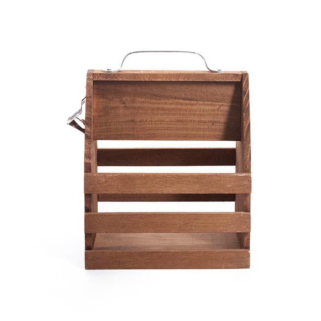 Wooden Bottle Caddy Carrier 6 Bottle Natural (21x15x25cmH)