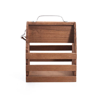 Wooden Bottle Caddy Carrier 6 Bottle Natural (21x15x25cmH)