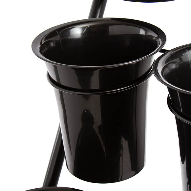 Flower Display Stand 8 Plastic Buckets Black (41X70x135cmH)