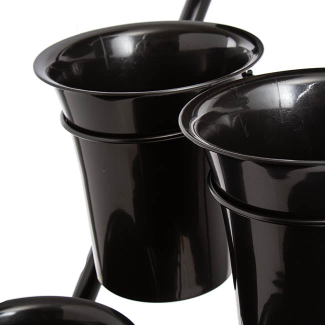 Flower Display Stand 8 Plastic Buckets Black (41X70x135cmH)