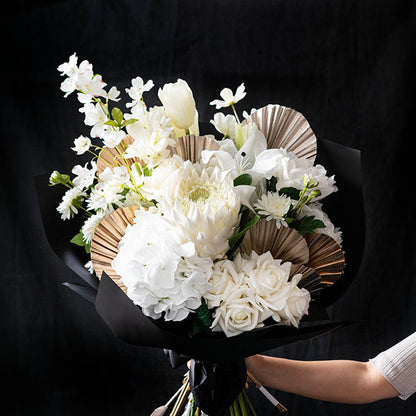 Preserved Dried Round Cut Palm Leaf Champagne (40-45cmH)