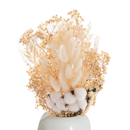 Preserved Dried Mixed Flower Arrangement Creamy White(55cmH)