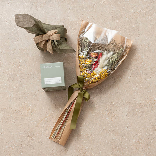 Preserved Dried Mixed Flower Arrangement Yellow (55cmH)