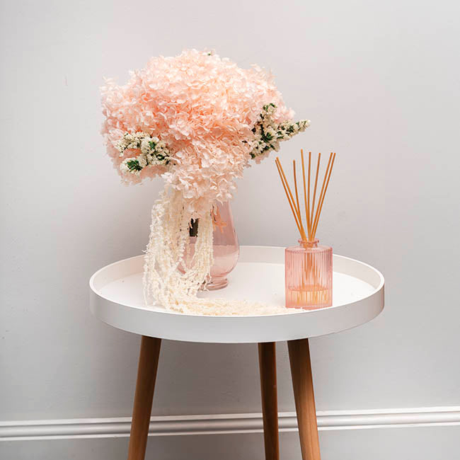Preserved Dried Anna Hydrangea Stem Large Pale Pink (68cmH)