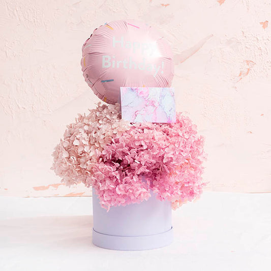 Preserved Dried Anna Hydrangea Stem Large Soft Pink (68cmH)