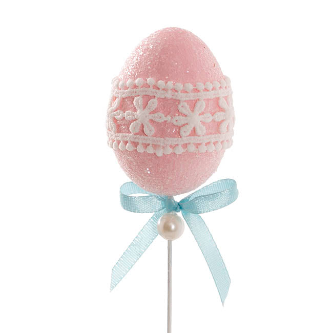 Lace Easter Egg Pick Pack 2 Pink (4x30cmH)