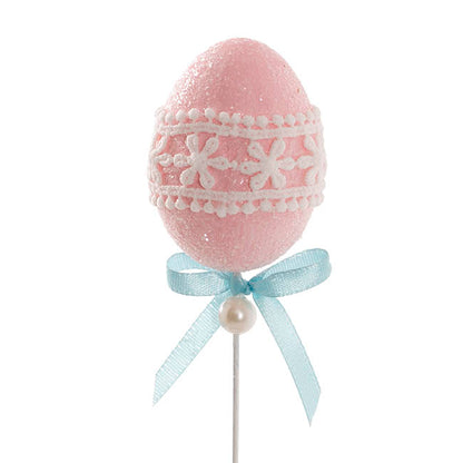 Lace Easter Egg Pick Pack 2 Pink (4x30cmH)